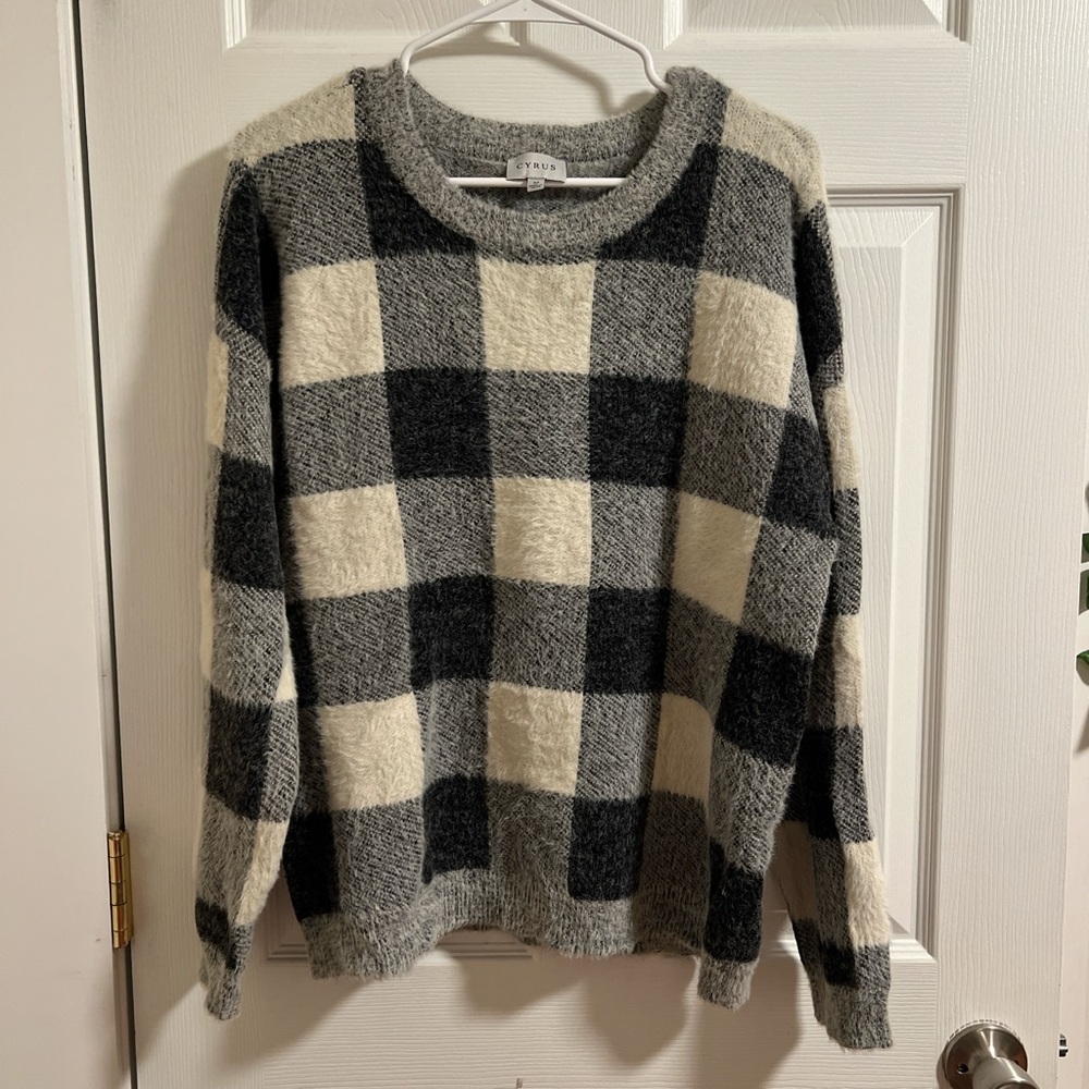 Black and White Plaid Sweater